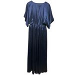 Baltic Born  Maxi Dress Sz L Blue Surplice‎ V-Neck Satin Dolman Sleeve Photo 1
