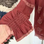 Johnny Was  Embroidered Peasant Blouse Rust Red Pink Sz S Photo 5