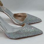 Badgley Mischka Glitter Stiletto Heel Pump Women 6.5 Silver D'Orsay Pointed Toe Photo 8