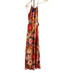 ASTR  Talitha Rust Floral Print Halter High Neck Tie Back Cocktail Midi Dress M Photo 4