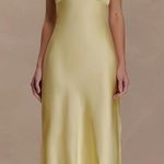 Meshki  Alice Satin Halter Maxi Dress - Lemon Photo 1