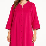 American Vintage NWT Vintage Evelyn Pearson Vel de Roi Velour Robe Pink USA Made snap front Large Photo 0