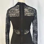 Iris Midi Dress Semi Sheer Stripe Panel Long Sleeve Stretchy Black Large Formal Photo 10