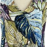 Anne Klein SZ 4 A-Line Dress Sleeveless Stretch V-Neck Leaf Print Lined Multi Photo 1