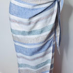 ZARA  Blue and Green Striped Wrap Skirt Photo 0