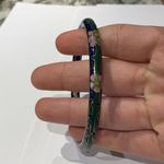 Cloisonné Vintage Costume Bracelet Bangle Blue Flower Pattern Photo 6