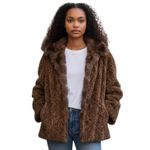 Vintage Itemhouse, Inc Womens Faux Fur Coat Brown Medium Brown Luxury Old Money Photo 0