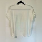 On Twelfth Women’s Abstract Face Sequined S/S Tee White/Pastel Size L NWOT Photo 2