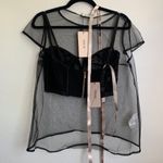 House Of CB NWT Kya Bustier Crop Top with Sheer Mesh Short Sleeve in Black Photo 1
