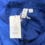 Joie NWT  Blue Satin Ruffled Collar Tie Waist Button Shirt Flutter Sleeve Size S Photo 2