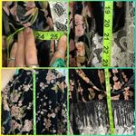 Lucy Paris Black Pink burnout velvet Floral duster robe chainette fringe sheer S Photo 2