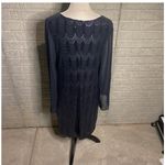 Connected Apparel Navy Blue Sequin Mesh Dress Size 16 Evening Party Formal Photo 2
