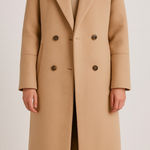 O.p.t. Lennox Double Breasted Coat in Camel Tan Brushed Peacoat Long Size Small Photo 0