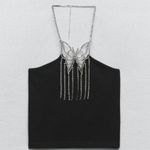 ZARA NWT SEAMLESS JEWEL BUTTERFLY TOP BLOGGERS FAV BLACK SZ-XS-S Photo 5