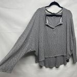 Urban Outfitters  Gray Henley Women's Pullover Size Large Oversized Waffle Knit Photo 2