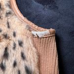 Luxury Faux Leopard Print Vest with Leather Belt Trim Sleeveless Winter Fashion Tan Size XS Photo 2