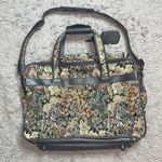 Vintage Suitcase Floral Tapestry Overnight Shoulder Bag Weekender Gray Photo 2