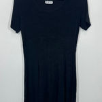 Vintage Black Babydoll Stretch Jersey Knit Short Sleeve Mini Dress Fit Flare 90s Photo 0