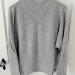 Nic+Zoe  Mock Funnel Neck Knit Pullover V-Stitch Sweater Gray Size Medium M Photo 0