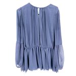 Free People Blue Flowy Sheer-Sleeve Peplum Long Sleeve Blouse Top Photo 7