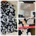 J.Jill Floral Linen Button Down Shirt Long Sleeve L Petite Church Office Summer Black Size undefined Photo 11