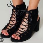 Free People  Jeffrey Campbell Black Leather Lace Up Suede Heels Photo 1