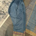 Pakistani/Indian 3pc Blue & Multi Color Embroidery Printed Shalwar Kameez Size M Photo 3