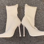 EGO  Womens Square Toe Textured Stiletto Ankle Sock Booties Nude  US SIZE 6 Photo 5