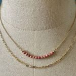 gold tone rhonodoniteādouble chain 14k gold dipped necklace Photo 0