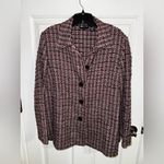 Maggie Barnes Plus Vintage Purple Pink Plaid Button Up Jacket 1X Photo 4