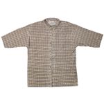 Topshop  Plaid‎ Collared Button Down Plisse Shirt Women Size S Beige Brown Black Photo 4