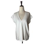 frame denim Frame Shirt Women Medium White Organic Cotton Le Mid Rise V Neck‎ Tee Athleisure Photo 1