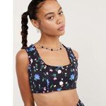 For Love & Lemons Robin Black Floral Print Square Neck Crop Top Size Medium Photo 0