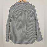 J.Crew  Funnel Neck Striped Shirt Size 6 Black White Shoulder Buttons Poplin Photo 4