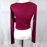 Cycle House long sleeve burgundy slanted cutout active crop top size small Red Photo 3