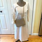 Orvis  Cream crew neck 3/4 sleeve textured detail 
Cotton dress Photo 1