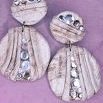 463. Vintage Leather Bling CLIP ONS Tan Photo 0