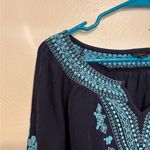 Talbots Dark Blue Blouse with Light Blue Embroidery Photo 5