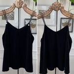 Black Silk Velvet Cami Tank Top Pearl Accent S Photo 1