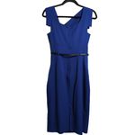 Black Halo Classic Jackie O Sheath Dress Cobalt Blue Cowl Neck Sleeveless 6 Photo 3