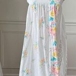 Vintage 70s Sundress Nightgown Floral Smocked S White Photo 0