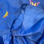 Vintage Linen Blend Butterfly Embroidered Shift Dress Size 10 Blue Photo 7