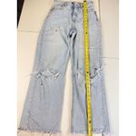 ZARA  Women's Light Wash Distressed Ripped Knee Wide‎ Leg Cropped Jeans Photo 1