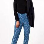 Isaac Mizrahi New Womens Live! Stretch Maroon Red Gold Foil Leaf Pants 16 T Tall Photo 7