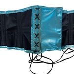 Women's Light Blue Shimmer Ribbed Corset Top Size 30" Photo 3