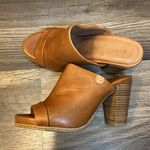Gentle Souls Kenneth Cole Leather Open Toe Chunky Wooden Heel Mule Serella Brown Photo 3