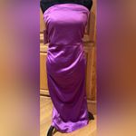 BHLDN  Selena Strapless Stretch Satin Slip Ruched Midi Dress‎ Purple Size Medium Photo 4