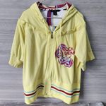 Rocawear Sweatshirt Vintage 90s Women 2X Plus Sequin Yellow Hood Zip 3/4 Sleeve Photo 0
