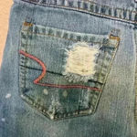 American Eagle denim mini skirt sz 27 fall western concert winter y2k distressed Photo 4