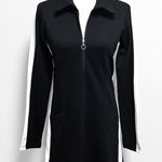 Kerrits EQL Black White Stripe Pullover Zipper Collar Neckline Long Sleeve Dress Photo 0